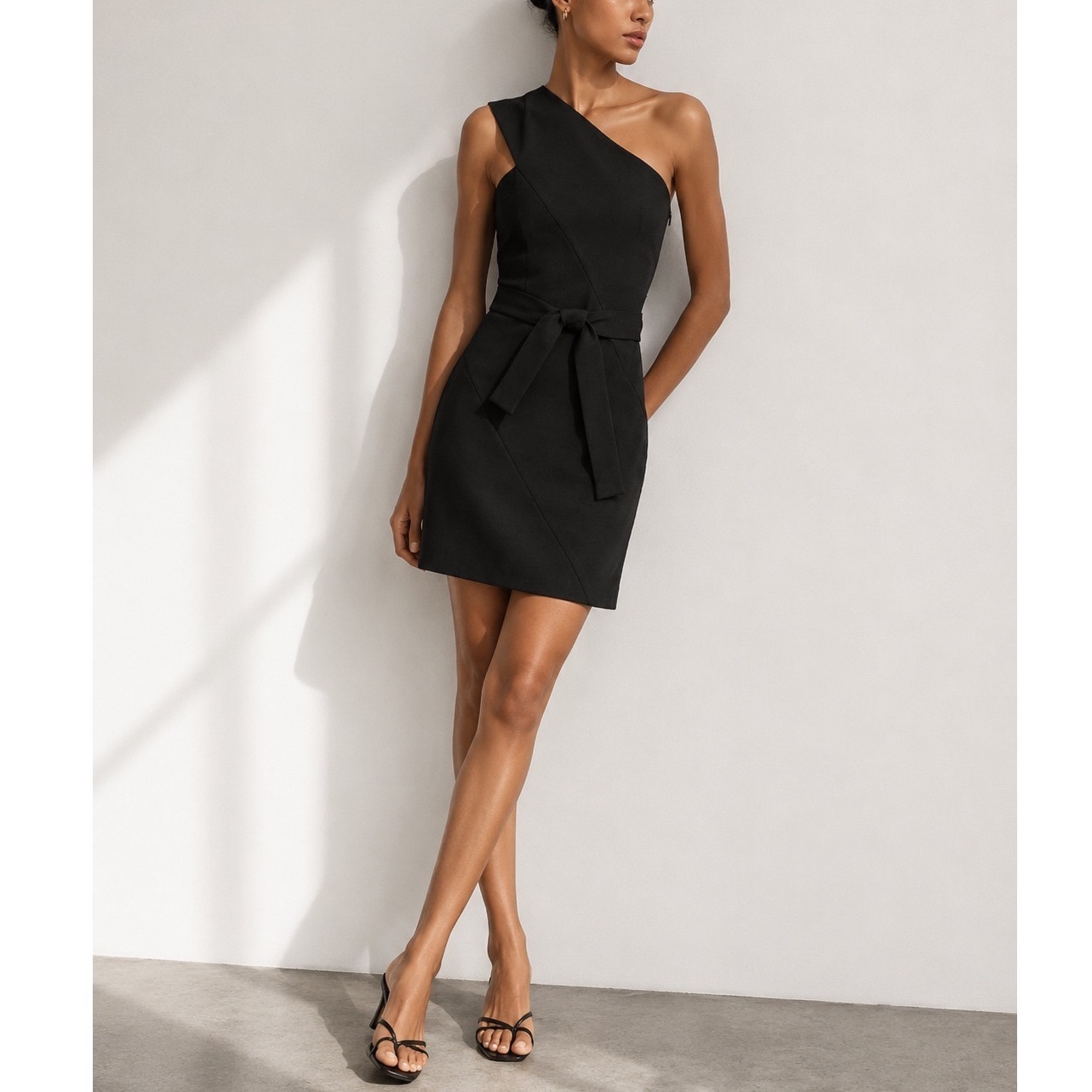 Maje Rimbo One Shoulder Mini Dress Women's Us 4 Black Cocktail Event Paris New